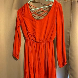 Red long sleeve dress